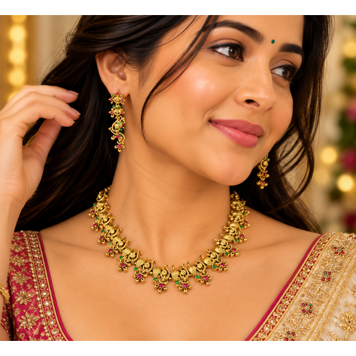 Gold Short Necklace | Artificial Jewellery - Image 4
