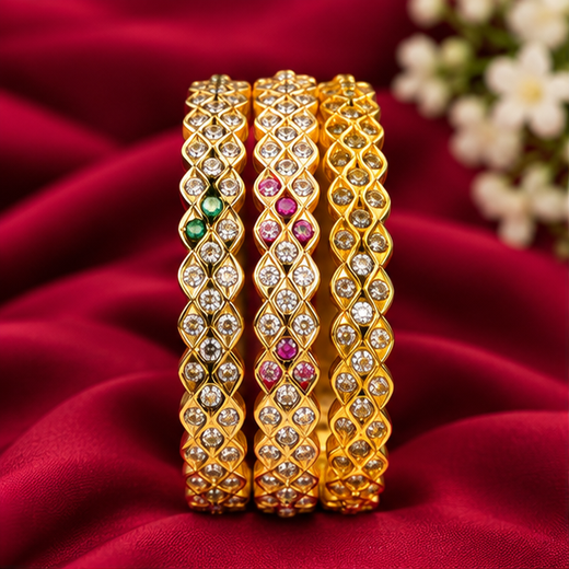 Premium Panchaloham AD And Green And Red Sones Bangle