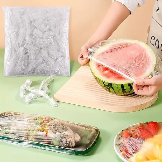 100Pcs Reusable Elastic Food Storage Plastic Covers - Image 2