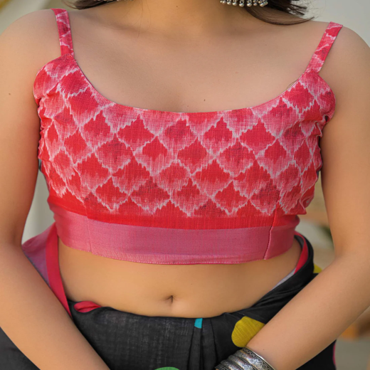 Black Linen Printed Saree - Image 2