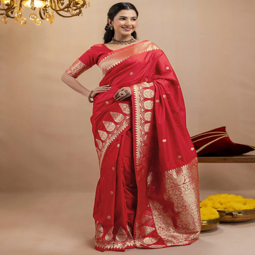 Red Silk Woven Banarasi Saree