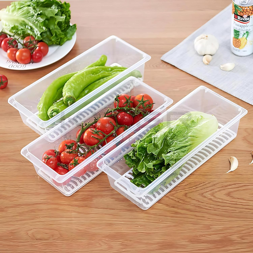 Fridge Storage Container with Removable Drain Plate
