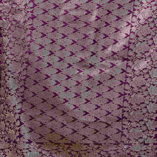 Dark Purple Silk Woven Banarasi Saree - Image 3