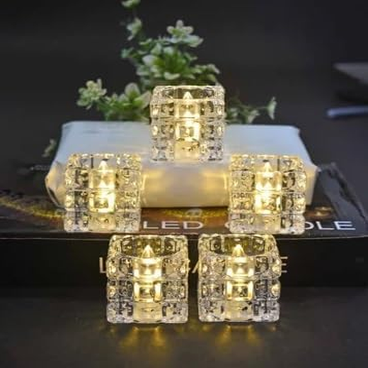 Crystal Square Diya Candle (6 pcs) - Image 4