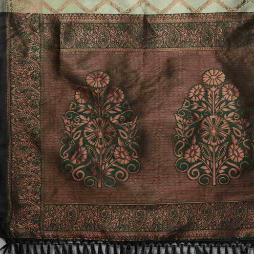 Pista Green Silk Woven Banarasi Saree - Image 3