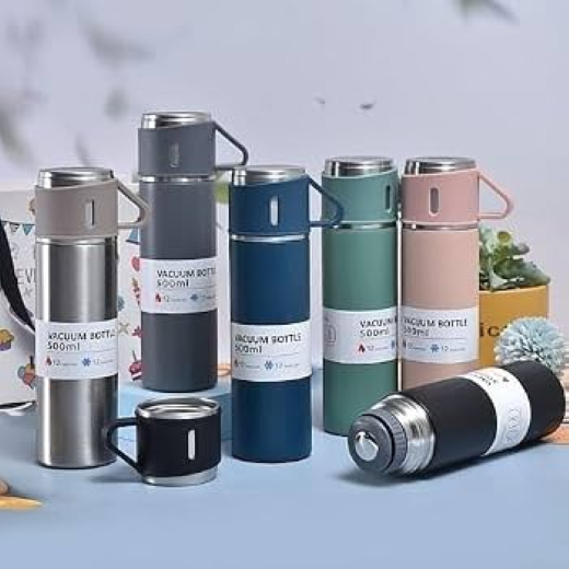 Vacuum Flask Cup Set Mix Colors (Black Box) - Image 3