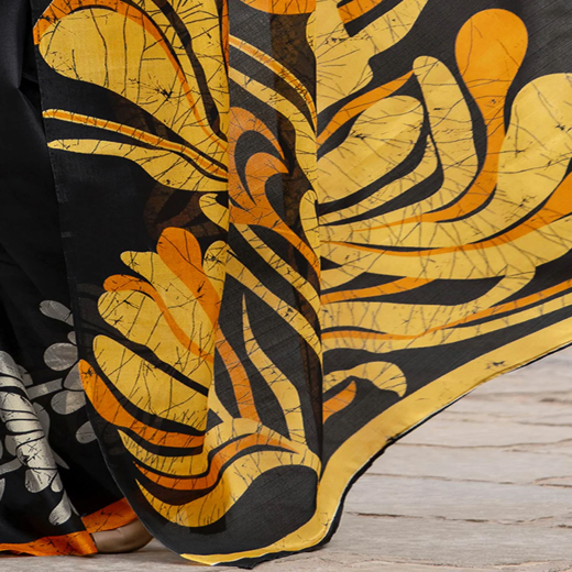 Black Khadi Printed Saree - Image 3