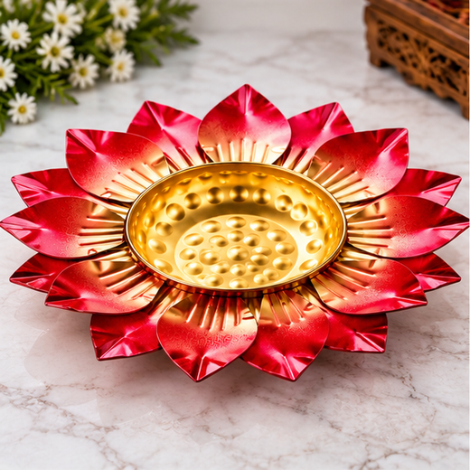 Set of 3 Piece Colourful Lotus Urli (Size: 11.5,13,14.5 Inch) (3 Piece Set) 🪷 - Image 3