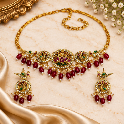 Lord Lakshmi Gold Choker - Image 3