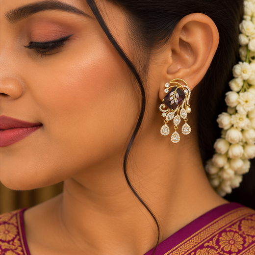 Leaf Design AD Earring - Image 4