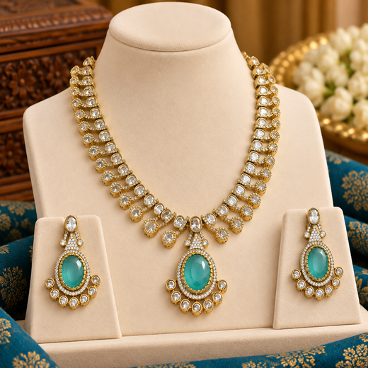 Mint-Green Victorian Short Necklace - Image 3