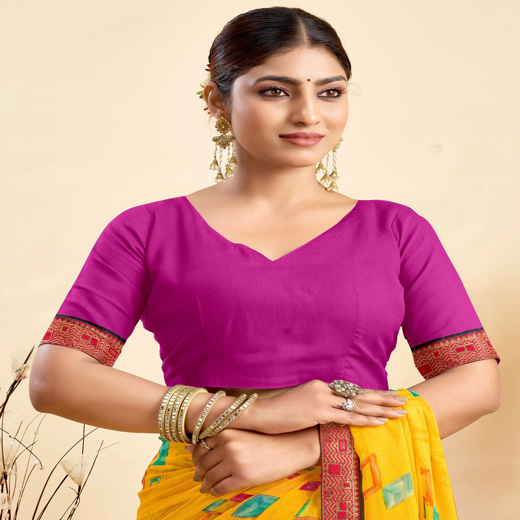 Yellow Chiffon Printed Saree - Image 2