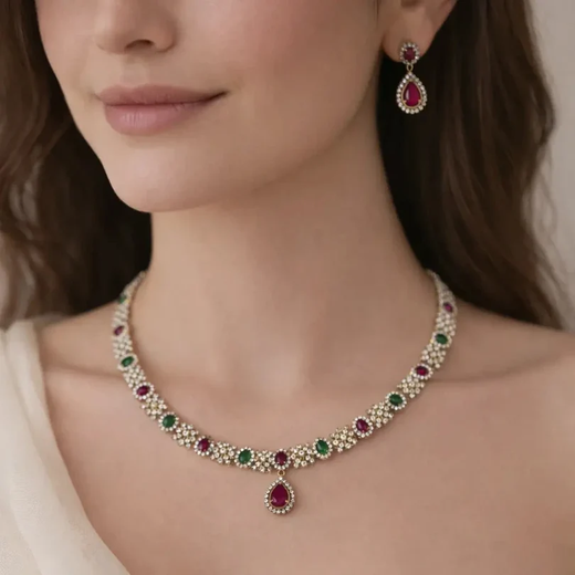 Victorian Multi Stones Short Necklace - Image 4