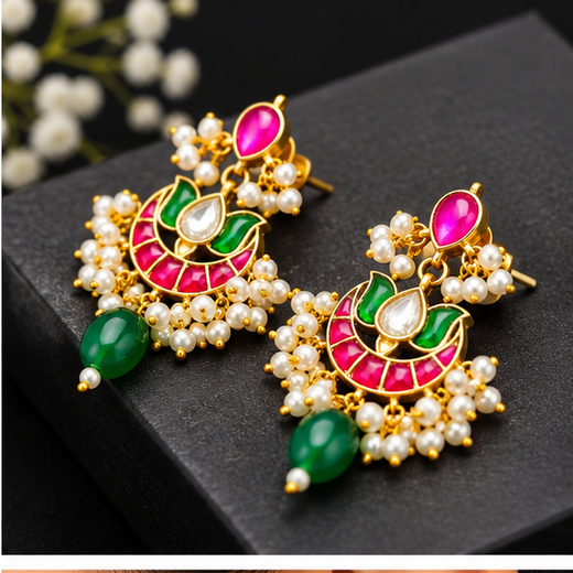 Real Jadau Kundan Earring - Image 2