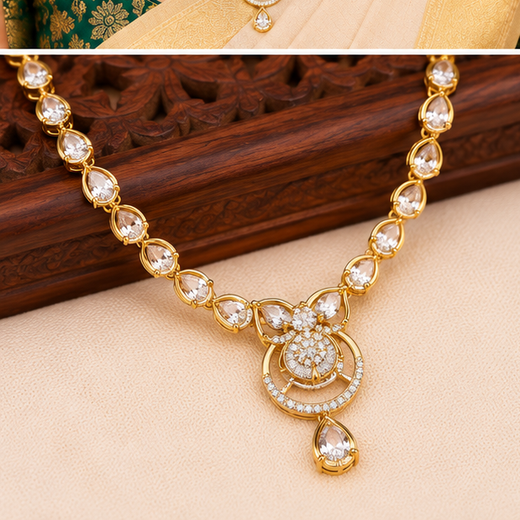 Matte finishing Beautifully design Cubic Zirconia long necklace - Image 3