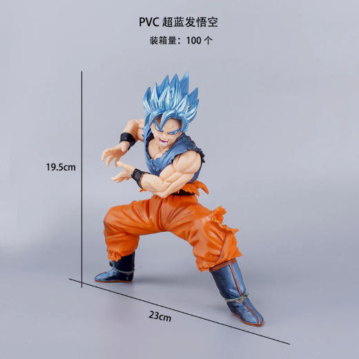 Shine blue hair son goku figure catching position