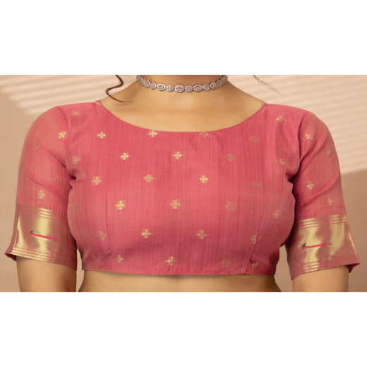 Green Chanderi Cotton Woven Paithani Saree - Image 2
