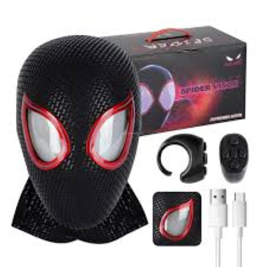 New Spidy Visor Blk/Red Eyes Flicker Mask - Ring Remote Control (Premium Quality)