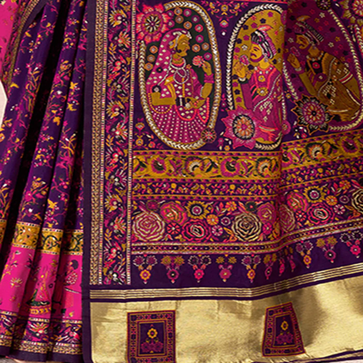 Wine Silk Woven Patola Saree - Image 3