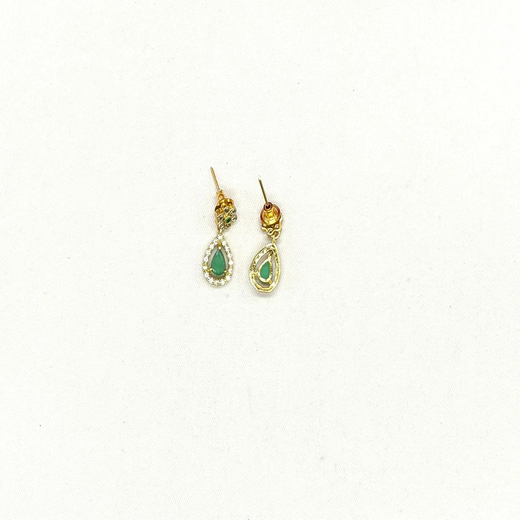 Matte finishing American Diamond with Green Stone Short Necklace - Image 3