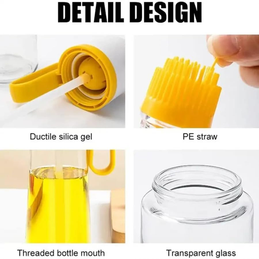 2 In 1 Glass Oil Dispenser Bottle With Brush - Image 2
