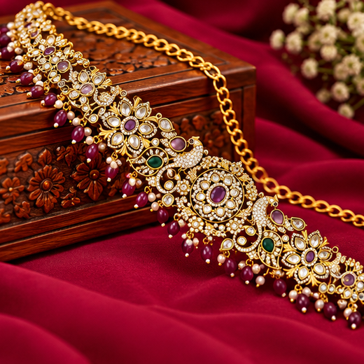 Victorian Waist Belt With Peacock Design | Traditional Jewellery - Image 3