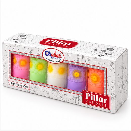 5 Piece Sunflower Piller Candle (Pack of 5) (AF-501) 🌻 - Image 2