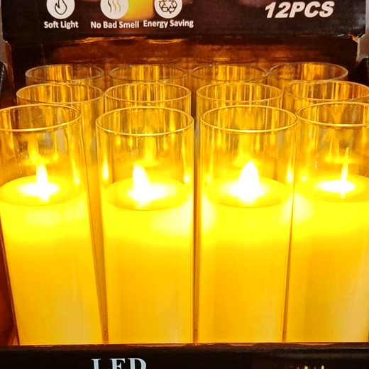 12 Piece Box Smokeless Flickering Wick Candle With Glass🕯️ Height: 16 CM - Image 2
