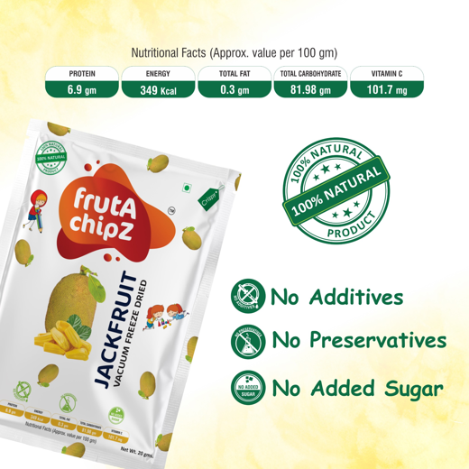 frutA chipZ  Dried JackFruit for Kids and Adults | 100% Natural | Healthy JackFruit Chips | Vacuum Freeze-Dried Fruit Slices | 20 Gms | Ready to Eat | Crunchy - Image 3