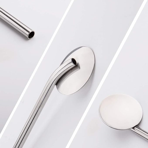4 Set Drinking Straws With Attached Spoon Stainless Steel - Image 2
