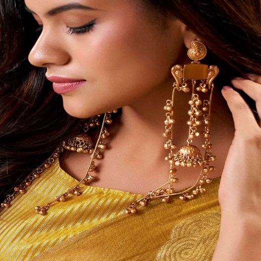 Yellow Tissue Silk Woven Saree - Image 4