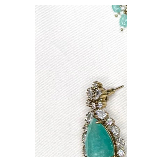 Victorian finishing uncut diamond with sea green stones (Choker)Necklace - Image 3