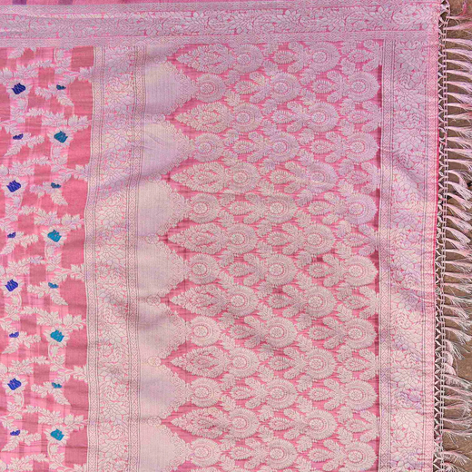 Light Pink Chanderi Woven Saree - Image 3