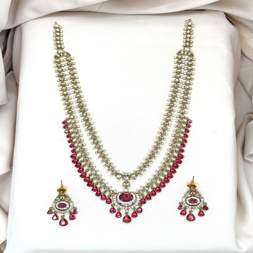 Victorian Red Stone's Two steps Long Necklace