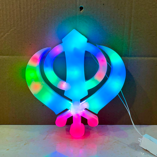 Multicolour Khanda (☬) Lighting Wall Hanging (28*25 Cm) - Image 4
