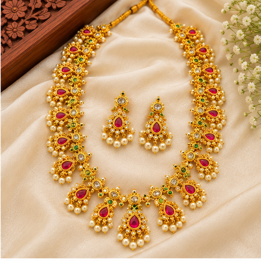 Red stone Butta pusala Jewellery - Image 2