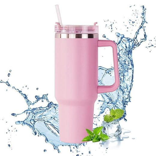 Tumbler Vacuum Sealed Cup with Handle,Straw and Lid - Image 3