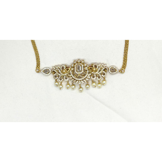 Matte finishing Peacock and white Stone Short Choker - Image 2