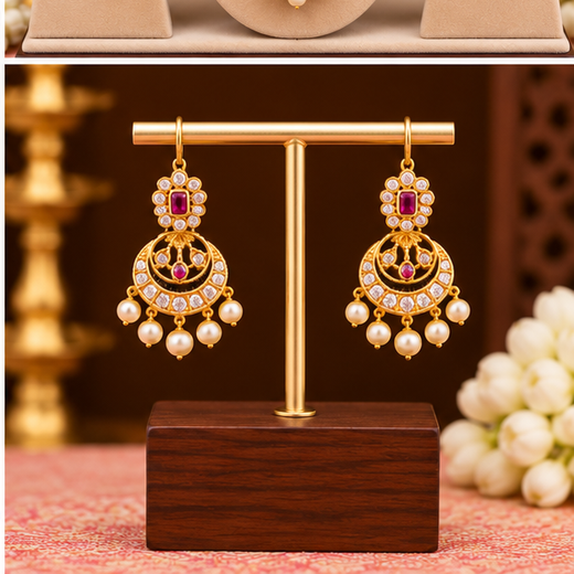 Long Gold Necklace with White Pearls | Artificial Jewellery - Image 4