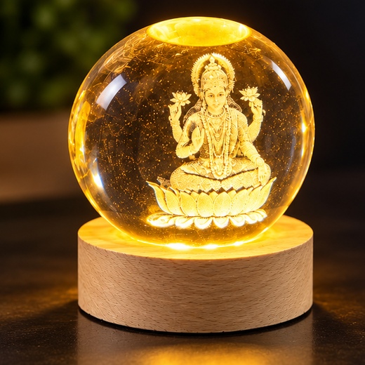 Lakshmi Ji 3D Crystal Ball Lamp - Image 3
