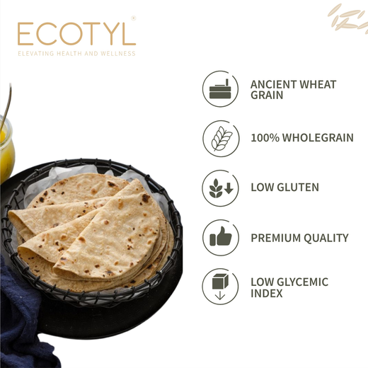 Ecotyl Khapli Atta | Emmer Wheat | Low Gluten | 1kg - Image 3