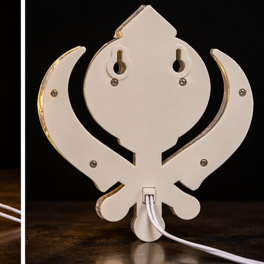 Khanda (☬) Crystal Lighting Wall Hanging White (18*18 Cm) - Image 4