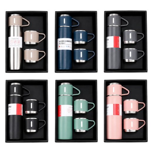 Vacuum Flask Cup Set Mix Colors (Black Box) - Image 4