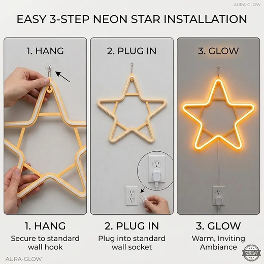 Neon Star Warm White (Size: 12 Inch) 🌟 - Image 2