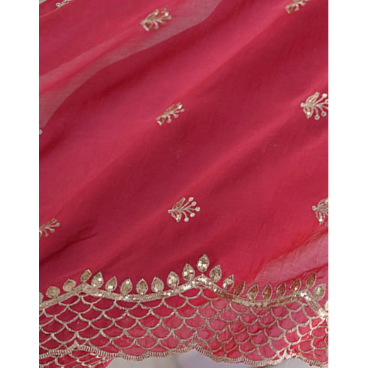Rose Pink Silk Sequence Embroidery Saree - Image 3