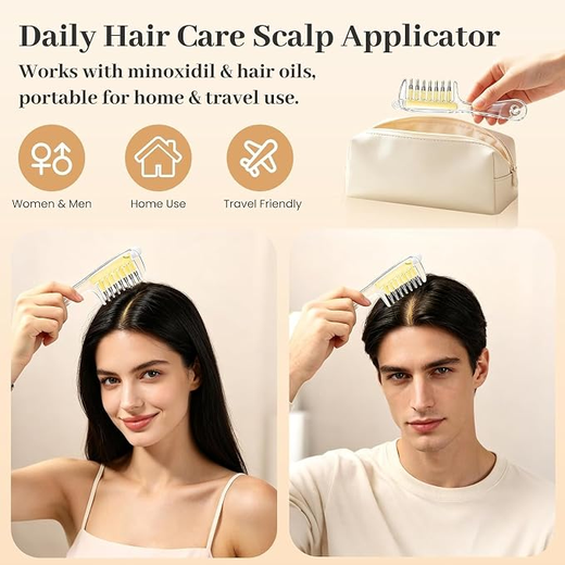 Scalp Massager Hair Oil Applicator Comb with Roller Tips - Image 2