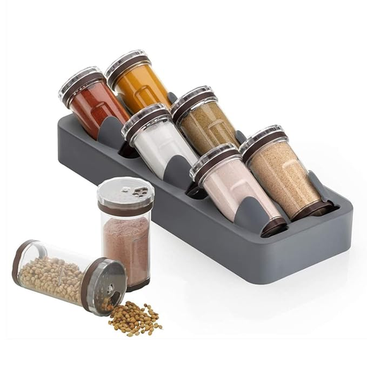 Non-Skid 3 Slanted Tier Hanging 6Jars Spice Rack