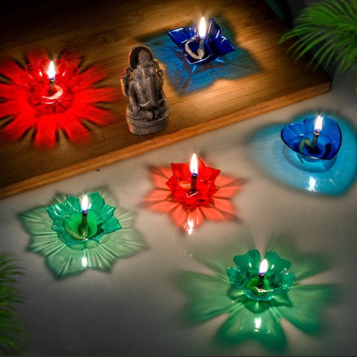 Colourful Shadow Diya With (12 Piece Set) 🪔