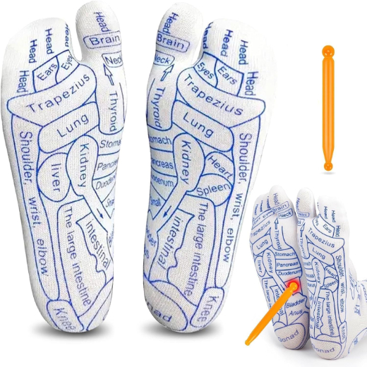 REFLEXOLOGY SOCKS WITH MASSAGE TOOL