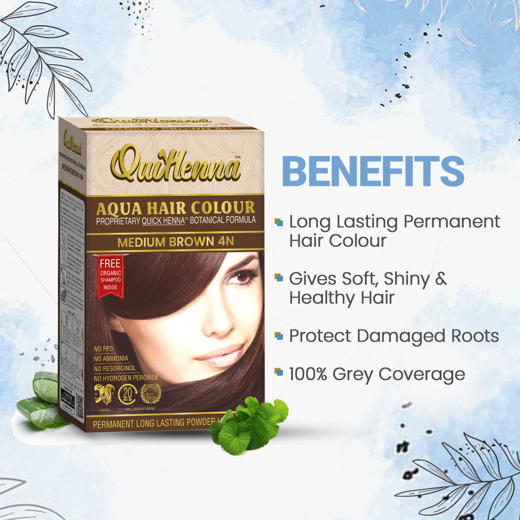 Organic Aqua Powder Hair colour- 4N Medium Brown - Image 2